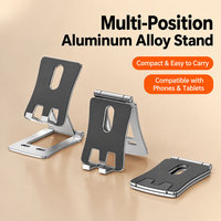 Support de téléphone et tablette pliable en alliage d'aluminium, support de bureau réglable, antidérapant, compact, pour smartphone et iPad