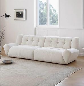 Divano in Tessuto Stile Crema, Divano Cloud di <span class=keywords><strong>Design</strong></span>, Divano di Lusso in Ciniglia per Villa, Piccolo Appartamento, Soggiorno - Product Image 1