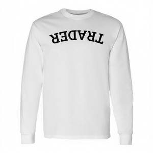T-shirt à manches longues Trader avec texte inversé, design tendance - Product Image 2
