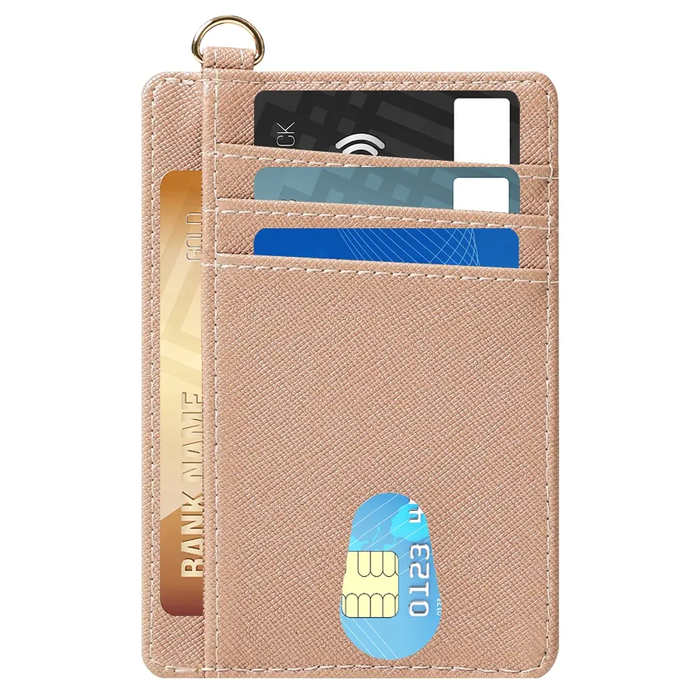 popular Men's Wallet Thin Slim Minimalist Blocking Custom Leather Credit Card Holder with Scratch-resistant and wear-resistant