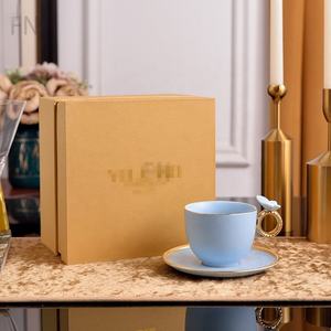 Ensemble de tasses à thé en porcelaine artisanale de luxe, tasse à café et soucoupe en porcelaine fine - Product Image 3