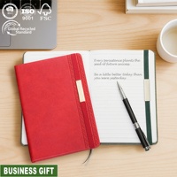 Échantillon gratuit Agenda en cuir PU A5 Cadeau promotionnel d'affaires Relié personnalisé Bande élastique Plaque de nom en métal Lignes d'écriture Carnet