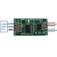 Colector de corriente analógico 4-20MA RS485 ADC Modbus RTU 03 06 Código de función Comunicación y producto de red