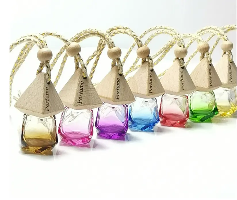 5ml 6ml 8ml Empty Colorful Gradient Glass Car Perfume Bottle Car Perfume Hanging Scent Diffusers