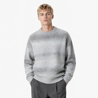 Fabricant de tricots OEM, conception personnalisée, pull en maille pour homme, couleur dégradée, manches longues, col rond, pull en mohair pour homme