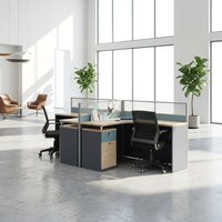 Poste de travail ergonomique convertible en L avec écran de séparation épais pour l'intimité, bureau modulaire écologique