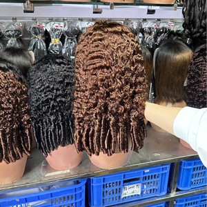 Perruque frontale 13*4 en <span class=keywords><strong>cheveux</strong></span> humains naturels <span class=keywords><strong>bouclés</strong></span> birmans, tissée à la main, double épaisseur, 20 pouces - Product Image 3