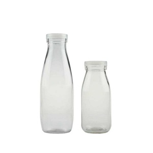 Wholesale <strong>200ml</strong> <strong>Milk</strong> Bottle 250ml 500ml Juice Glass Bottle for <strong>Milk</strong> 1000ml Round clear Beverageglass <strong>Milk</strong> Bottle with Cap - Product Image 2