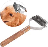 Brosse rechargeable Elecpet 2026, nouveau design, pour toilettage des chiens et des chats, élimination des nœuds, brosse à poils double rangée, manche en bois