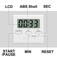 Timer Dapur Digital Plastik Populer Layar LCD Desain Ramah Lingkungan Perekat Magnetik Hitung Mundur 99 Menit untuk Memasak dan Memanggang