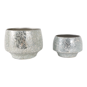 Vasi per Fiori Moderni Rotondi e Curvi con Mosaico, Fioriere in Metallo Decorative per Interni, Vasi in Ferro per la Casa - Product Image 2