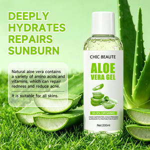 CHIC BEAUTE Marque Privée 99% <span class=keywords><strong>Pur</strong></span> Naturel Biologique Extrait d'Aloès Gel <span class=keywords><strong>Crème</strong></span> Apaisant et Réparateur Après-Soleil Doux à l'Aloès Vera pour le Visage - Product Image 2