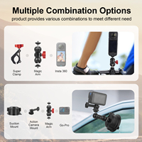 Kit de montage pour caméra Mechrig en alliage d'aluminium à 4 ventouses avec bras magiques à 360° et dégagement rapide pour smartphone/caméra d'action/DSLR, support de voiture