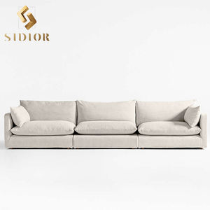 Modernes Daunen feder geschnittenes modulares Schnitts ofa Samts toff Leinens ofa Couch L-förmiges Daunen feder <span class=keywords><strong>sofa</strong></span> mit Ottomane - Product Image 3