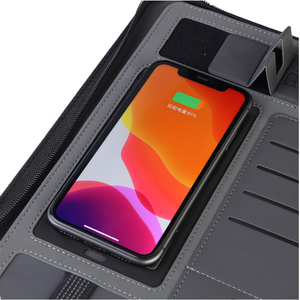 Bộ sạc không dây của công ty và túi lưu trữ ngân hàng điện 13 inch có khóa kéo PU da thư mục danh mục đầu tư kinh doanh Pad Folio - Product Image 6