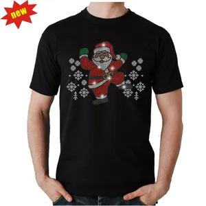 Nuovo design parole di Babbo Natale stampa di calore del bambino motivo di natale abbigliamento accessorio strass trasferimento per abbigliamento