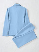 Veste de tailleur tissée pour femme, col en V, couleur unie, boutonnage simple, pour le bureau et le travail