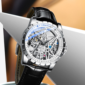 Nouvelle montre mécanique automatique pour homme avec design squelette, grand cadran, montre mécanique rétro et tendance - Product Image 3