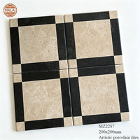 Ubin Lantai Dapur Artistik Encaustic Maroko Hitam Putih Klasik 200x200, Ubin Pola Porselen Berlapis Glaze