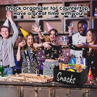 Boîte à collation en feutre épaissi Conteneurs Snack Organisateur Boîte Panier de rangement avec poignées en bois pour stocker les frites Cookies Popcorn