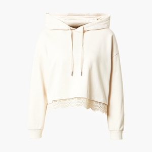 Estilo corto encaje empalme manga larga otoño primavera Color sólido ropa deportiva capucha sudadera para mujer Jogger Material ropa - Product Image 1