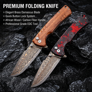 Coltello Pieghevole Originale Damasco VG10, Coltello Tascabile con Manico <span class=keywords><strong>in</strong></span> Fibra di Carbonio, per Campeggio e Caccia all'Aperto DM032 - Product Image 4