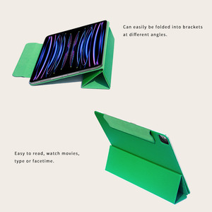 Étui de protection de luxe en cuir véritable/PU <span class=keywords><strong>vert</strong></span> texturé pour <span class=keywords><strong>iPad</strong></span> 10e génération avec logo personnalisé et bord pliable en cuir - Product Image 4