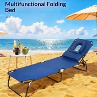 Lit pliant multifonctionnel et lit de sieste pour bureau avec oreiller amovible, mobilier d'extérieur portable pour la plage, la piscine, la terrasse