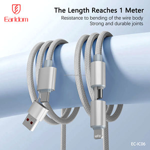 Cáp sạc nhanh đa năng Earldom Silicone 4 trong 1, loại C, truyền dữ liệu, sạc nhanh, cáp USB - Product Image 4