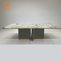 Ensemble table à manger ronde de luxe 12 places en marbre design en métal