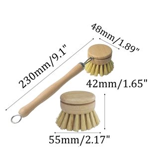 Bamboo & Stainless Steel Series Cleaning <b>Brush</b> Set Dishwashing <b>Bottle</b> Cup Kitchen Pot Dish Floor Scrub <b>Brush</b> Cleaner - Product Image 4