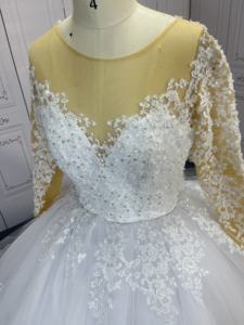 Polyester blanc haute qualité africaine <span class=keywords><strong>2023</strong></span> mariée civile élégante à manches longues <span class=keywords><strong>robe</strong></span> de mariée <span class=keywords><strong>robe</strong></span> de bal - Product Image 5