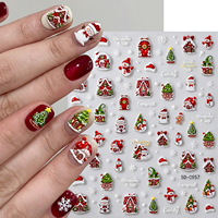Autocollants 5D de Noël pour Ongles : Bonhomme de Neige Mignon, Arbre et Maison – Décorations de Manucure Nouvel An