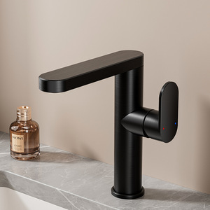 Grifo monomando de un solo orificio para lavabo, con válvula de cerámica, rociador extraíble, montaje en cubierta, estilo minimalista - Product Image 1