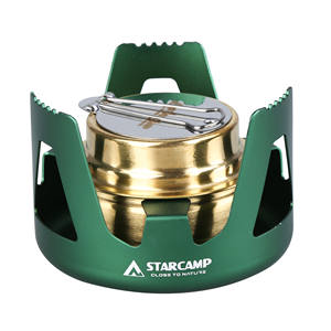 STARCAMP ミニ ポータブル アウトドア キャンプ用アルコールストーブ 軽量真鍮製スピリットバーナー アルミスタンド付き バックパッキング BBQ用 - Product Image 1