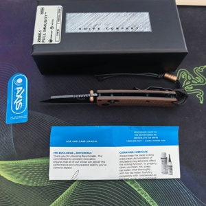 Couteau de poche BM 290BK-1 Full Immunity, manche en Micarta, lame à pointe tombante dentelée, ouverture manuelle, couteau tactique - Product Image 4