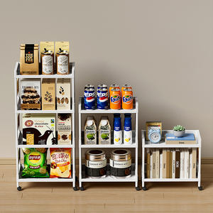 Estante de almacenamiento multicapa de gran capacidad Haogle, estante de almacenamiento de aperitivos para el hogar, carrito organizador de frutas y verduras extraíble con cestas - Product Image 1