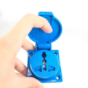 IP44 presa di alimentazione universale con coperchio 10 a250v <span class=keywords><strong>blu</strong></span> EU/US/UK/AU Power connettore impermeabile industriale con otturatore di sicurezza - Product Image 2
