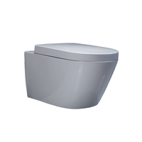 Inodoro suspendido de diseño moderno con cisterna oculta, taza de inodoro, tapa de asiento UF, cerámica, drenaje en forma de P para baño