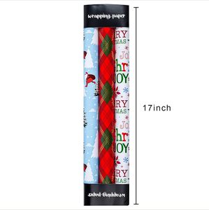 Papel de Regalo Navideño de Doble Cara con Diseño de Cuadros, Copos de Nieve y Renos para Envolver Regalos Navideños - Product Image 2