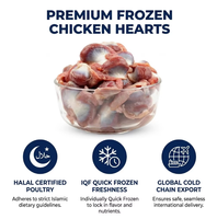 Cœurs de poulet congelés Halal IQF en gros, en vrac, pour l'exportation, produits carnés nettoyés, fournisseur de viande de poulet de chair