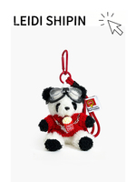 Porte-clés en peluche Panda Unique avec lunettes, Pendentif de sac Panda créatif en pull rouge, Jouet en peluche de luxe, Accessoire Popcorn, Porte-clés