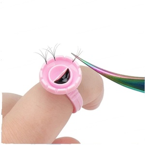 Disposable Eyelash <b>Glue</b> Ring Holder <b>Plastic</b> Dual Sided <b>Glue</b> Rings for Lash Extension Salon Wholesale - Product Image 1