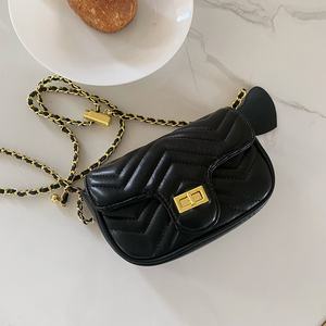 Bolso de Hombro de Moda para Mujer, Nuevo Modelo de Otoño, Portátil, Acolchado, con Cadena, Tweed, Pequeño, Cuadrado, Forro de Poliéster, Correa Única, Cierre de Cremallera - Product Image 4