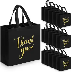 Custom Holographic Wedding Party Favor Gift Bag Glossy Reusable Pink Iridescent Non Woven Black Bags With Handles For Women