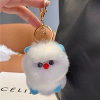 Gantungan kunci bola bulu Monster kecil lucu tas boneka mewah populer Internet untuk perhiasan gantung sebagai hadiah ulang tahun pacar