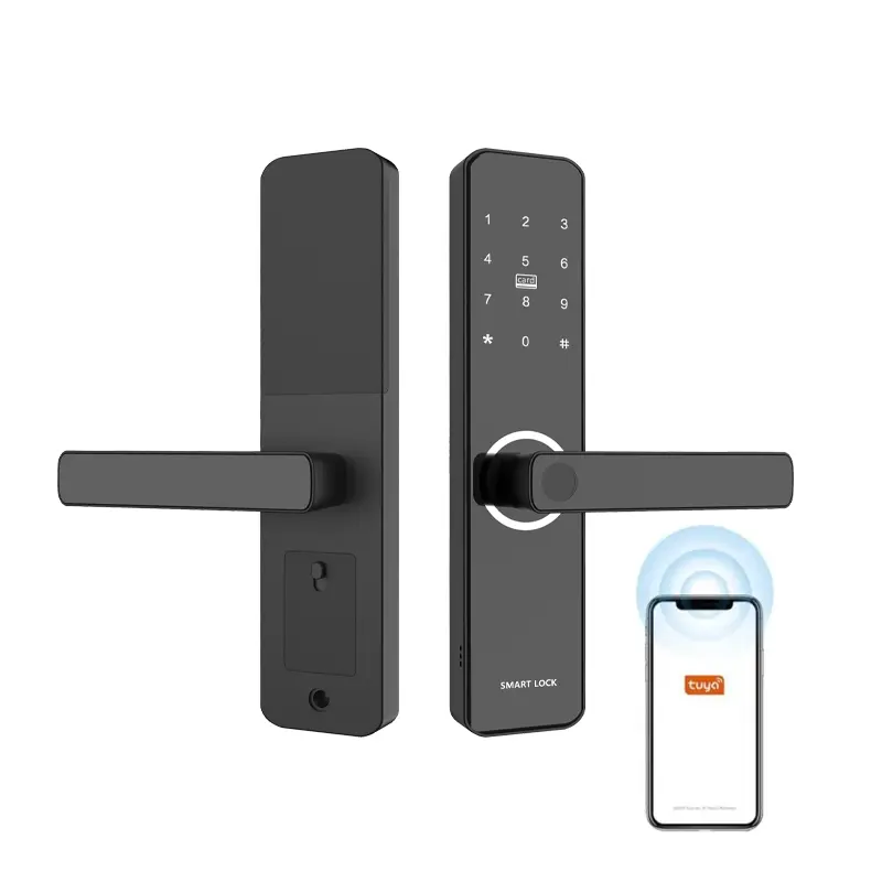Zigbee Tuya kunci pintu sidik jari pintar, kunci pintu kamar tidur mendukung sidik jari/kata sandi/kunci/kartu IC/Buka kunci aplikasi