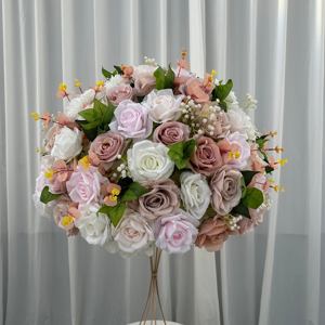 D-FB246 ลูกบอลดอกไม้สีขาวสำหรับงานแต่งงาน ขายดี ลูกบอลดอกไม้สีชมพูประดิษฐ์ ของตกแต่งงานหรูหรา ลูกบอลดอกไม้ผ้าไหมสำหรับตกแต่งงานอีเว้นท์ - Product Image 3