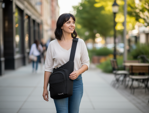 Borsa da petto in tessuto da donna con tracolla regolabile e chiusura con zip per tutte le stagioni - Product Image 2