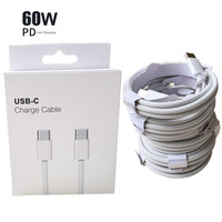 Cable USB-C a Tipo-C de Nailon Trenzado de 60W, Cable de Carga Rápida USB C para iPhone 17 16 15 Pro Max, iPad, MacBook, para Samsung S25